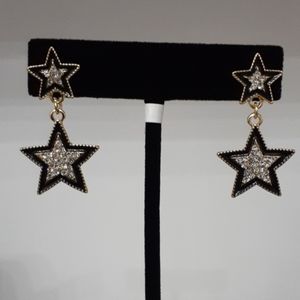 Black And Gold Star Earings